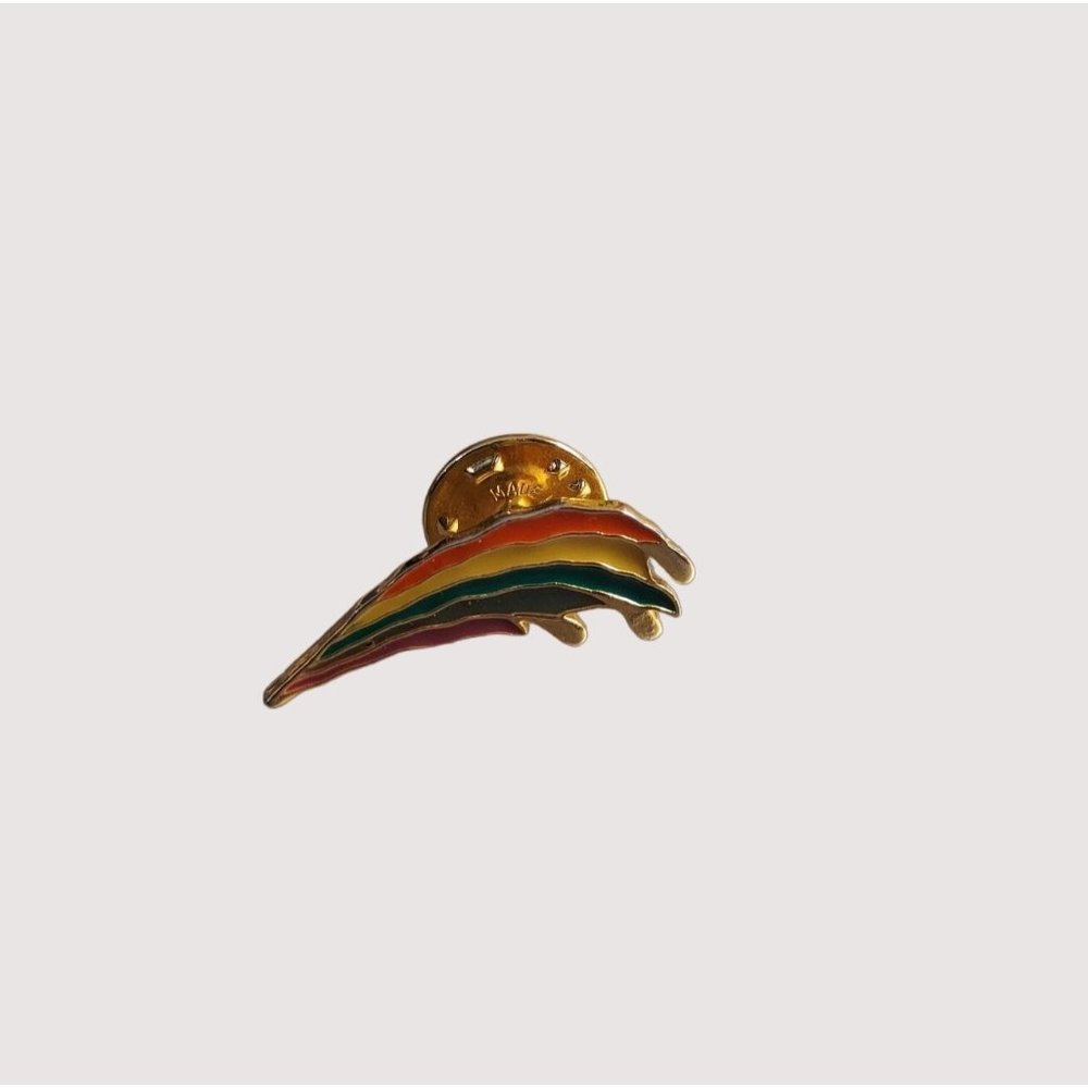 Rainbow Pin Tie Tac Lapel Hat Gold Tone LBGTQ Pride Multicolor Metal .5 x .3 in - Picture 2 of 5